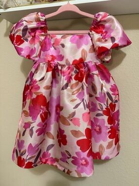 iris & ivy Pink and Red Floral Party Dress